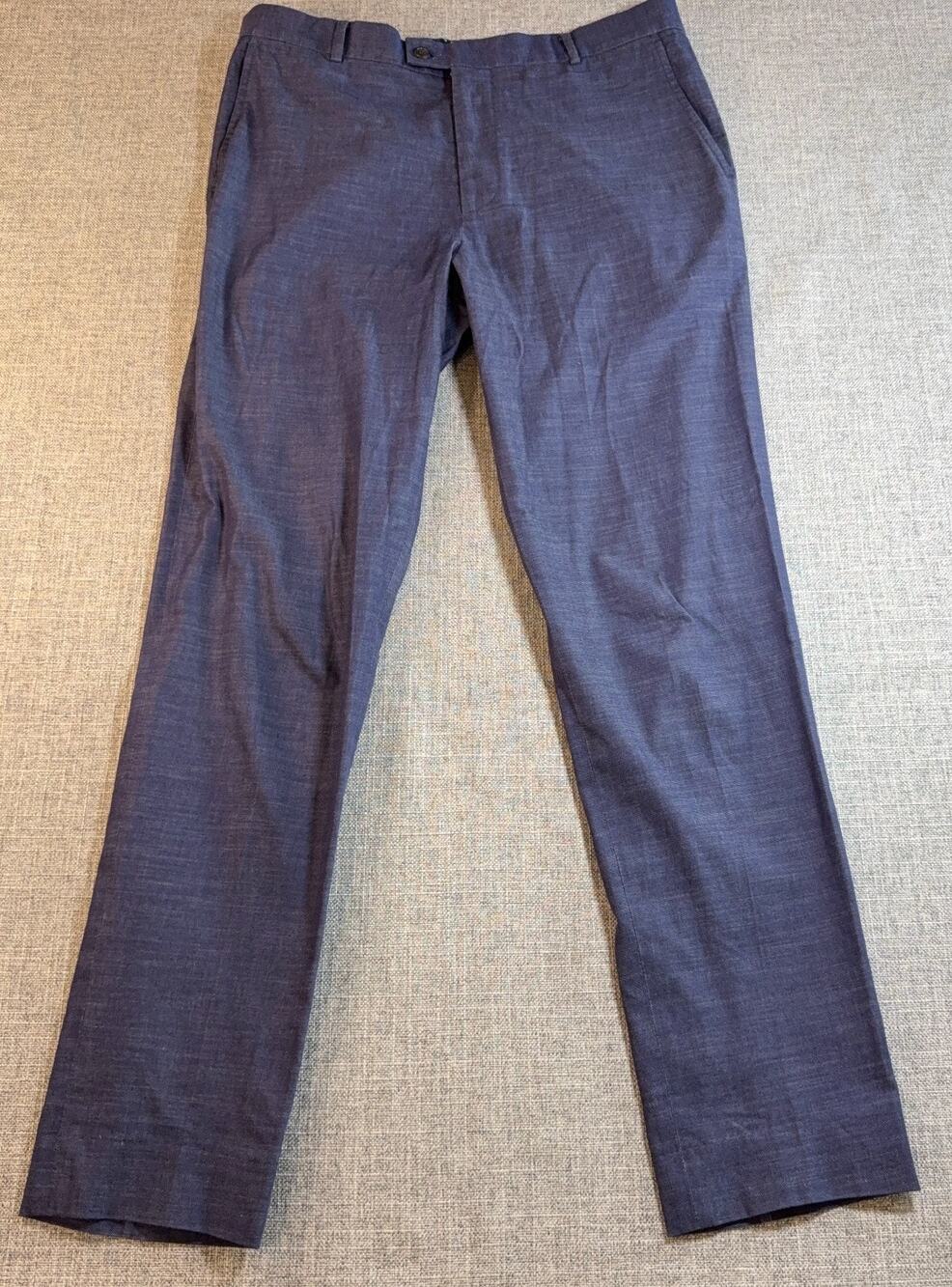 Walker Slater Boyd Trousers Mens Tag 32 Blue Cotton Tailored Pants 35x31